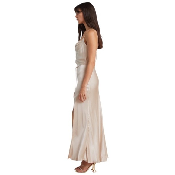 BEC + BRIDGE Moon Dance Midi dress in Sand Champagne Leg Slit US 10 AU 14 - Picture 8 of 8